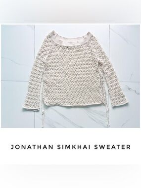 Jonathan Simkhai sweater size One Size cream pearl crochet knit